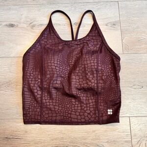 Sweaty Betty Workout Longline Cropped Alligator Print Built-In Bra‎ XS Xsmall
